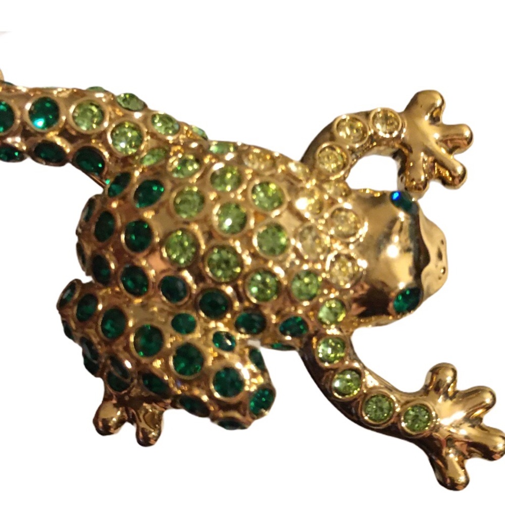 😎🎁❤️ vintage Money crystal Frog brooch  pin❤️🎁 - Picture 5 of 15